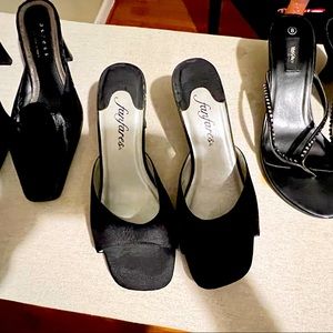 3 pair of low heel sandals all black great deal get three pairs for price of one